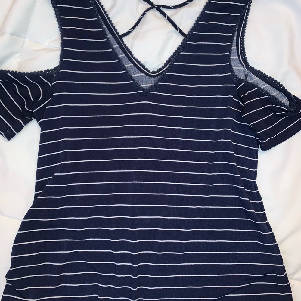 off the shoulders striped shirt